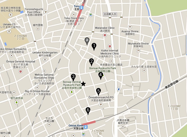 Omiya Bonsai village map