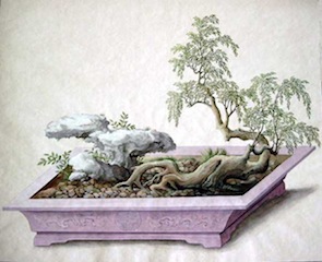 Miniature landscape from Gothaer Penjing Album, Canton, c.1800